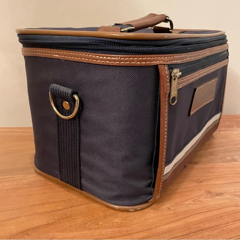 Vintage Diplomat Club Navy and Brown Cosmetic Case
